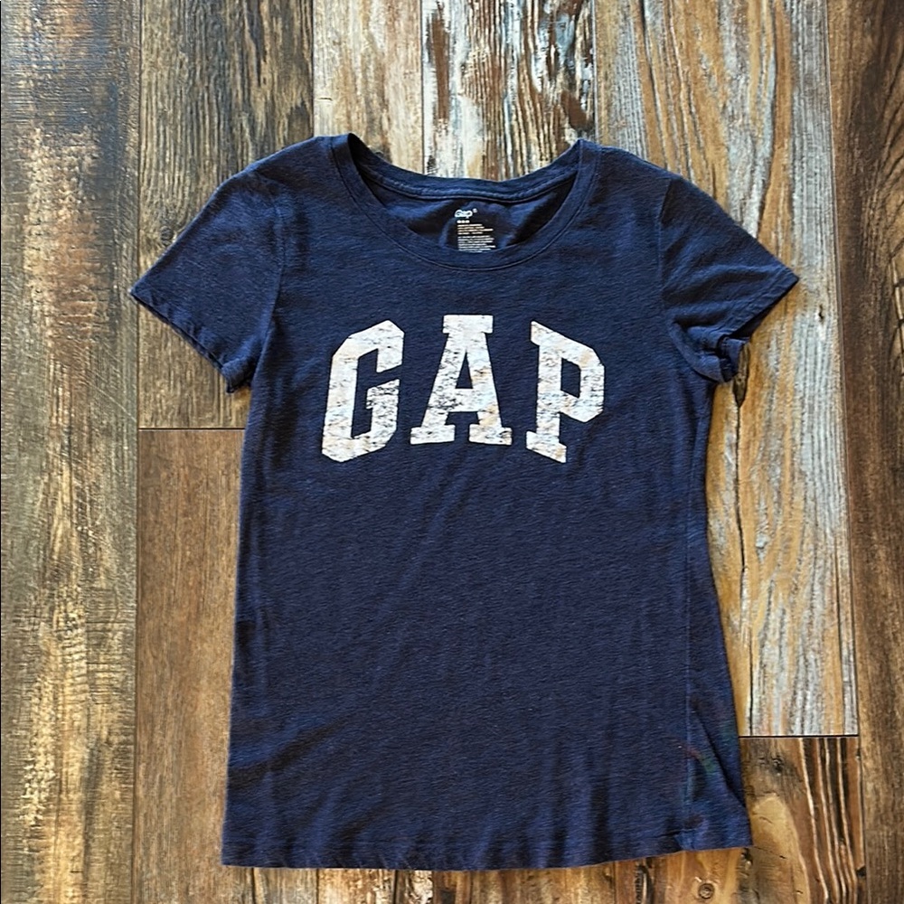 GAP Blue and White Crew Neck Short Sleeve Tee